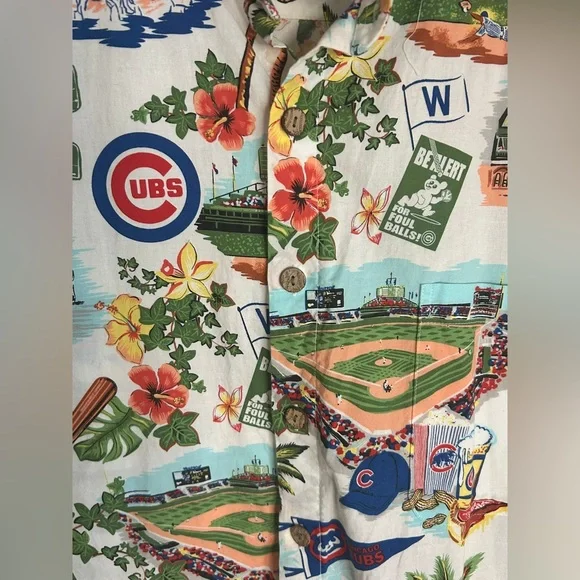 Reyn Spooner Chicago Cubs Hawaiian Shirt Men XXL All Over Print MLB Aloha (0313) - Picture 5 of 6